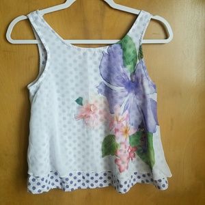4/$25 SO Flowy Purple Floral Polka Dot Girls Tank